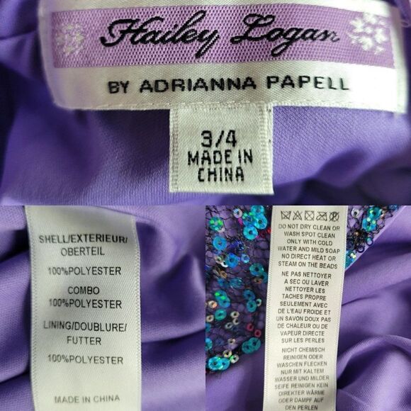 Hailey Logan Dress Mermaid Fairycore Netted Sequin Fit Flare Mini Purple 3/4 - Picture 4 of 13